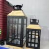 2 Pc Wooden Lantern - Black