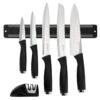 Oster Bridgewall 7 Pc Magnetic Wall Mount Stainless Steel Cutlery Set in Black with Sharpener