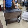Permasteel 80-Quart Rolling Patio Cooler with Wood Grain Finish - Image 4