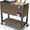 Permasteel 80-Quart Rolling Patio Cooler with Wood Grain Finish - Image 5