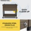 Permasteel 80-Quart Rolling Patio Cooler with Wood Grain Finish - Image 8