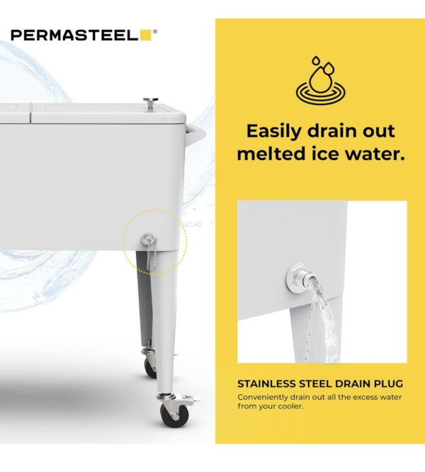 Permasteel 80-Qt Classic Outdoor Patio Cooler - White - Image 2