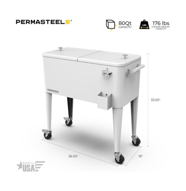 Permasteel 80-Qt Classic Outdoor Patio Cooler - White - Image 4