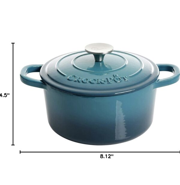 Crock-Pot Artisan Round Enameled Cast Iron Dutch Oven, 3-Quart, Gradient Teal - Image 2