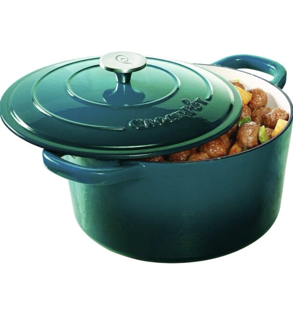 Crock-Pot Artisan Round Enameled Cast Iron Dutch Oven, 3-Quart, Gradient Teal - Image 4