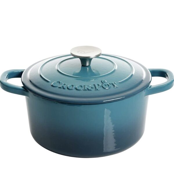 Crock-Pot Artisan Round Enameled Cast Iron Dutch Oven, 3-Quart, Gradient Teal - Image 5
