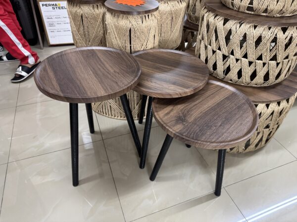 3 Pc Stained Wood Side Table Set - Image 3