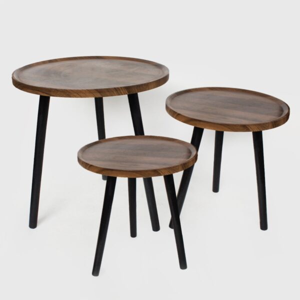 3 Pc Stained Wood Side Table Set - Image 5