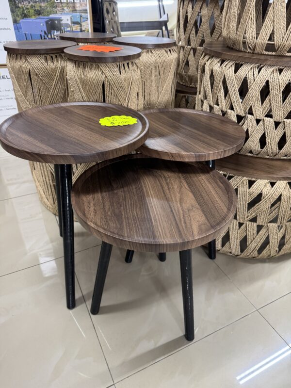3 Pc Stained Wood Side Table Set - Image 2