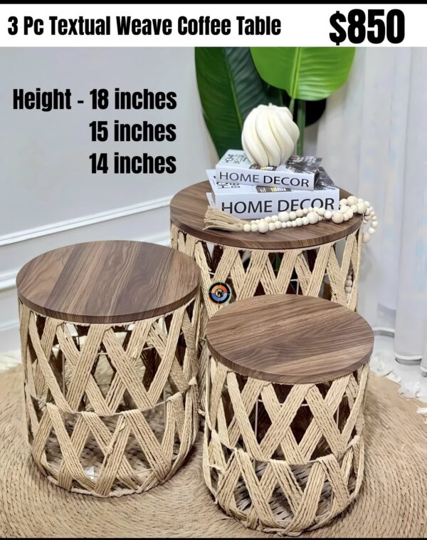 Textual Weave Coffee Table - 3 PCs