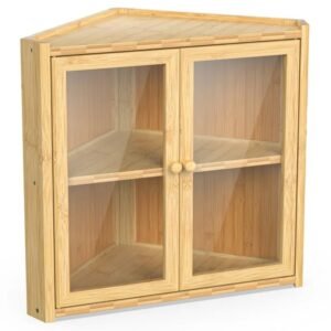 Double Layer Bamboo Storage Container with 2 Doors