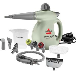 BISSELL® Steam Shot™ OmniReach handheld portable steam cleaner for tile, grout, windows, bathrooms, kitchens, fabric steaming tool, includes 10 tools