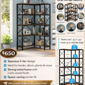 5-Tier Corner Storage - Metal & Wood