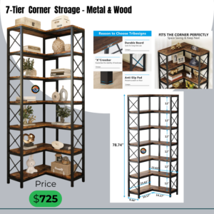 7-Tier Corner Storage - Metal & Wood