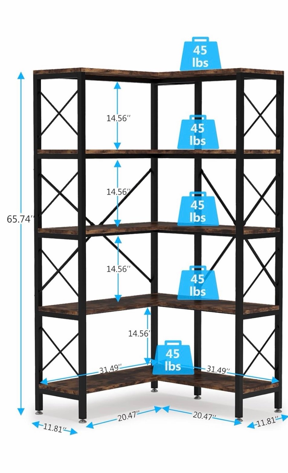 5-Tier Corner Storage - Metal & Wood - Image 3