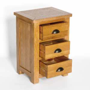 MANOR OAK 3 DRAWER BEDSIDE TABLE