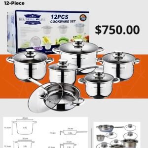 Berghome Line 9-Layer Stainless Steel
Cookware Set, 12-Piece
