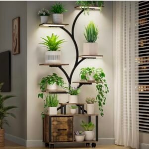 9-Tier Indoor Plant Stand with Grow Lights